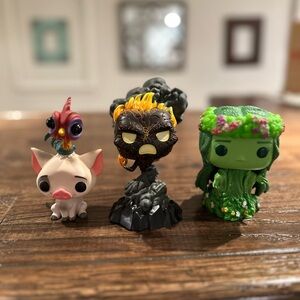 Funko Pop Moana Trio - Pua & Hei Hei, Te Kā, and Te Fiti Figures